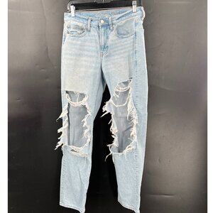 American Eagle strigid 90s straight distressed jean mid rise 100% cotton rigid 4